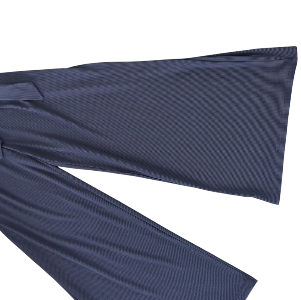 Women's Navy Blue Long Sleeve Square Neck Belted Wide Leg Jumpsuit (Size M) - Picture 7 of 8